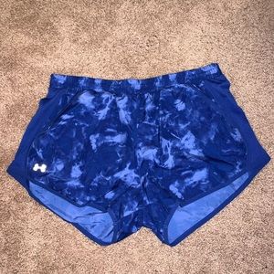 UNDER ARMOUS. Blue tie dye workout shorts.